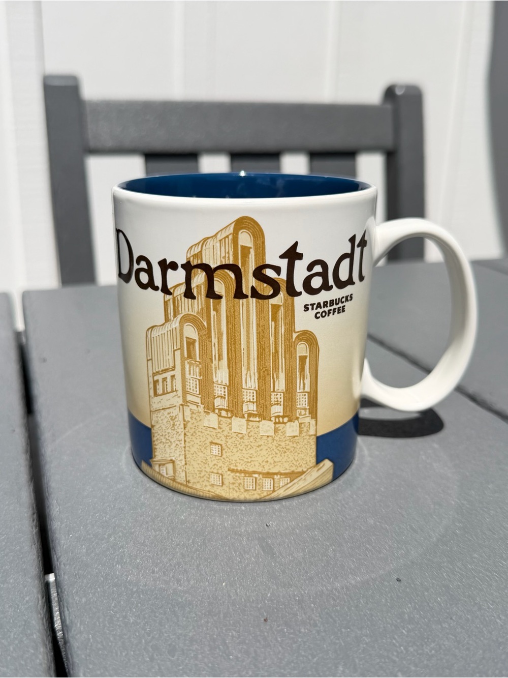 Starbucks Darmstadt Germany City Mug 16 oz — Blue, Cream and Gold